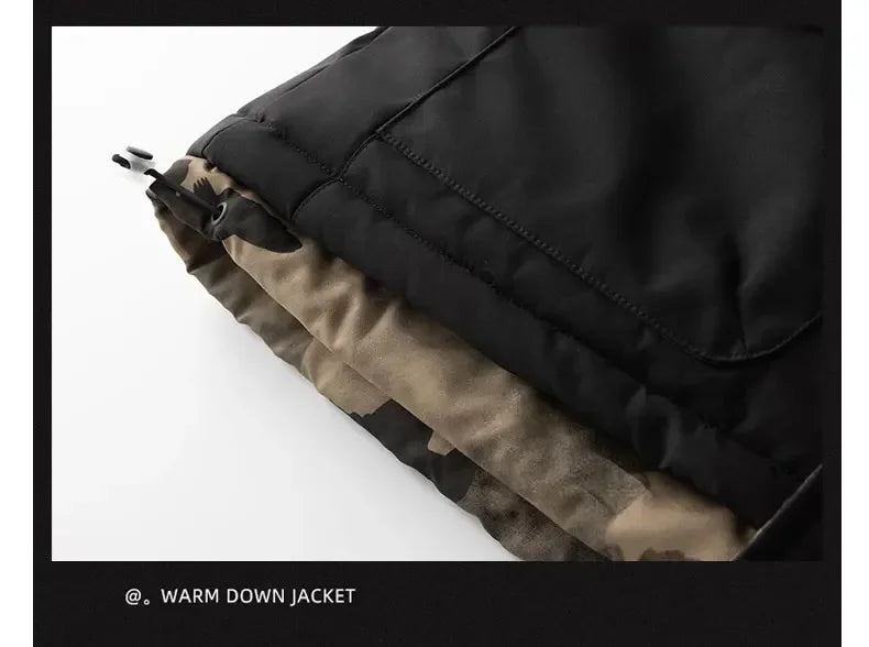 Men's Cotton Clothing Autumn and Winter New Color-block Windproof Warm Loose Outdoor Camping Hooded Coat Men's Fashion Jacket